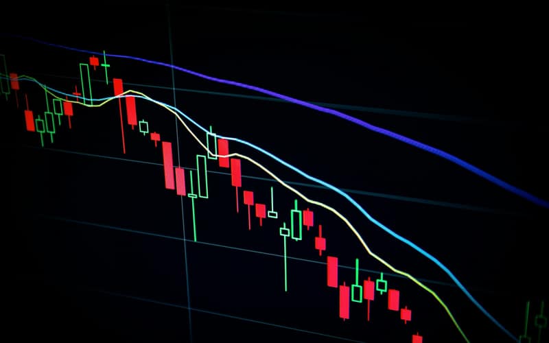 Financial charts and figures on a trading screen